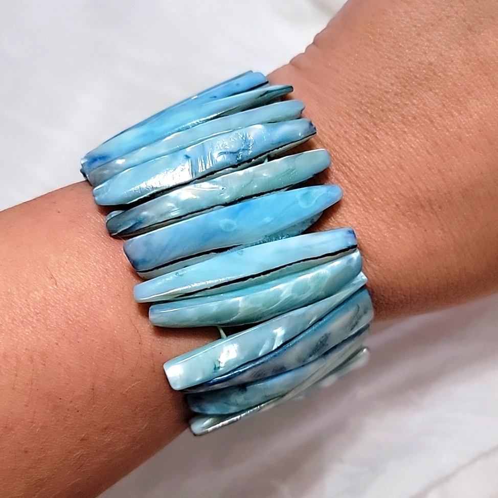 Blue Tortoise Shell Cuff
